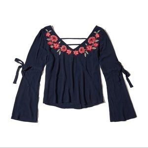 hollister long sleeve embroidered top